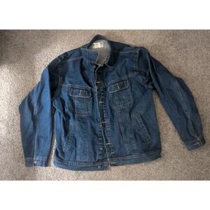 Wrangler Rugged Wear Mens Denim Jacket XLT Dark Wash 100% Cotton Trucker